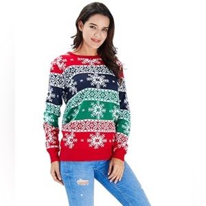 Raisevern | Unisex Long Sleeve Pullover Snowflake Holiday Christmas Sweate…